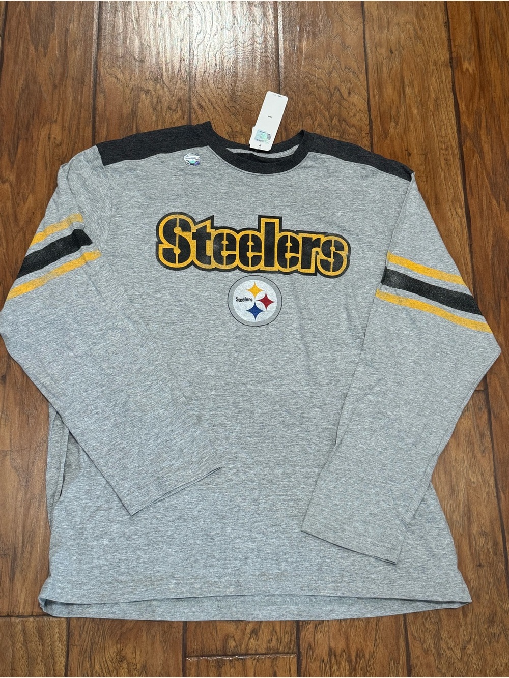 NFL Team Apparel Pittsburgh Steelers 3/4 Long Sleeve Shirt Gray Charcoal XL NWT